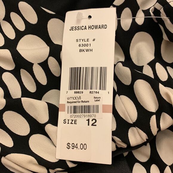 Jessica Howard black white tie waist dress Size 12 Tall NWT - Picture 8 of 8